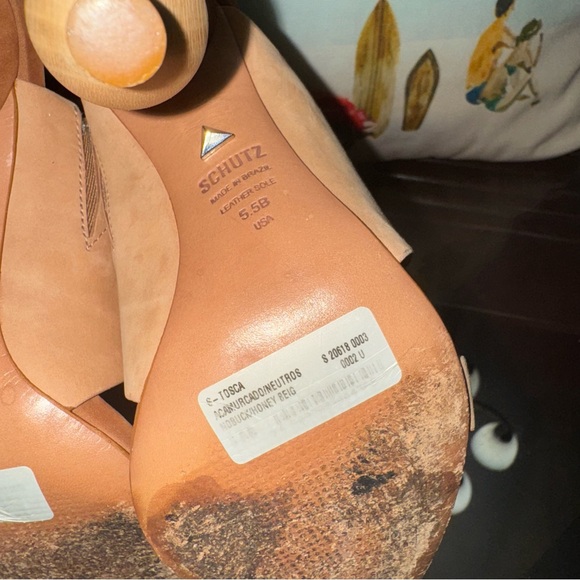 Schutz Tosca Geometric-Heel Slide Sandals In Honey Size 5.5 - Picture 11 of 12